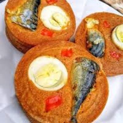 Nigerian moi moi with fish and egg